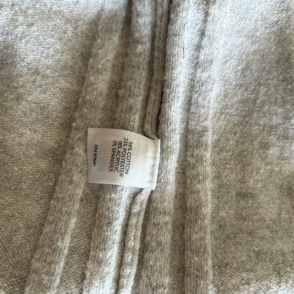 J.Jill Cardigan Gray Pockets Ribbed Contrast Cotton Blend Long Size Large petit - Picture 8 of 8